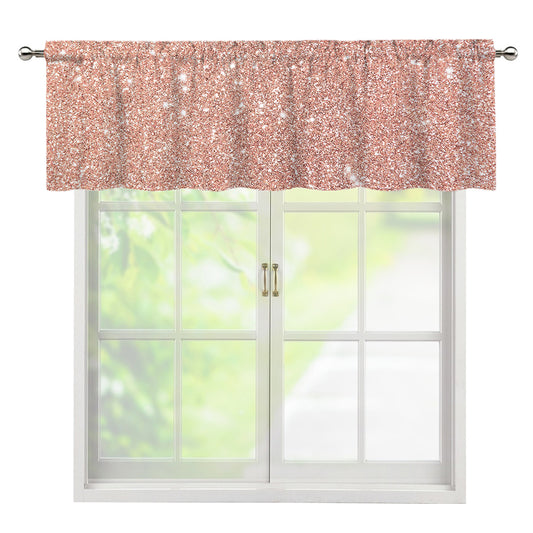 Rose Gold (NOT Real) Glitter Print Window Valance