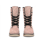 Rose Gold (NOT Real) Glitter Print Winter Boots