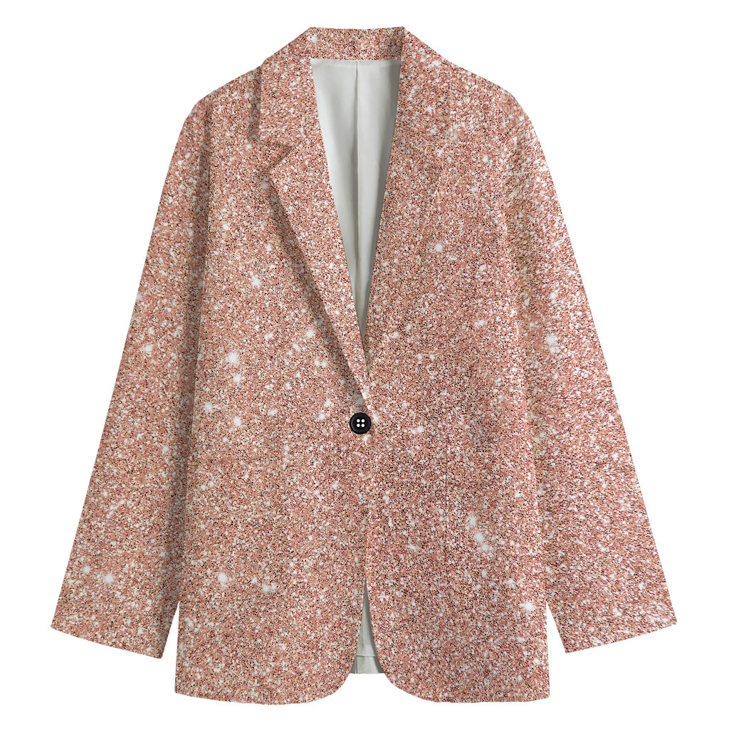 Rose Gold (NOT Real) Glitter Print Women's Cotton Blazer