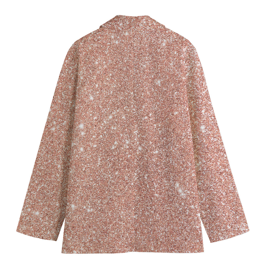 Rose Gold (NOT Real) Glitter Print Women's Cotton Blazer