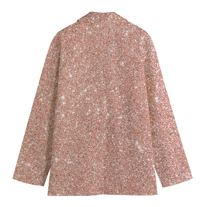 Rose Gold (NOT Real) Glitter Print Women's Cotton Blazer
