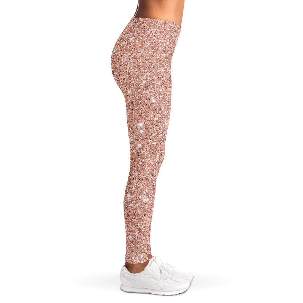 Rose Gold (NOT Real) Glitter Print Women's Leggings