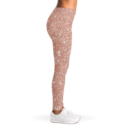 Rose Gold (NOT Real) Glitter Print Women's Leggings