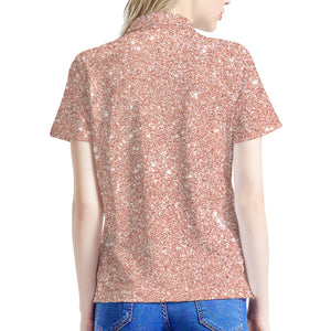 Rose Gold (NOT Real) Glitter Print Women's Polo Shirt