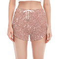 Rose Gold (NOT Real) Glitter Print Women's Split Running Shorts