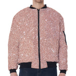 Rose Gold (NOT Real) Glitter Print Zip Sleeve Bomber Jacket