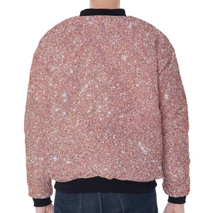 Rose Gold (NOT Real) Glitter Print Zip Sleeve Bomber Jacket