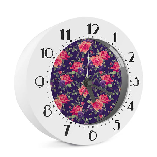 Rose Pansy Floral Flower Pattern Print Alarm Clock