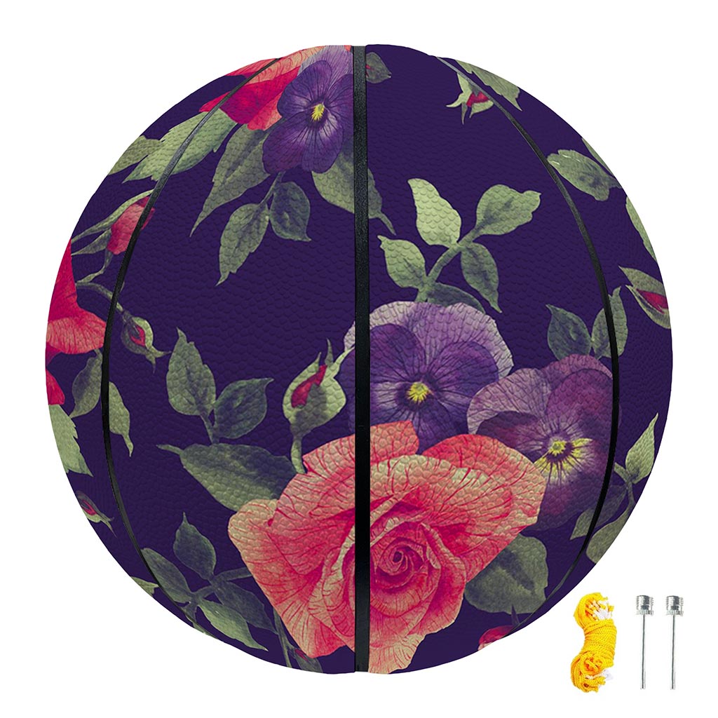 Rose Pansy Floral Flower Pattern Print Basketball