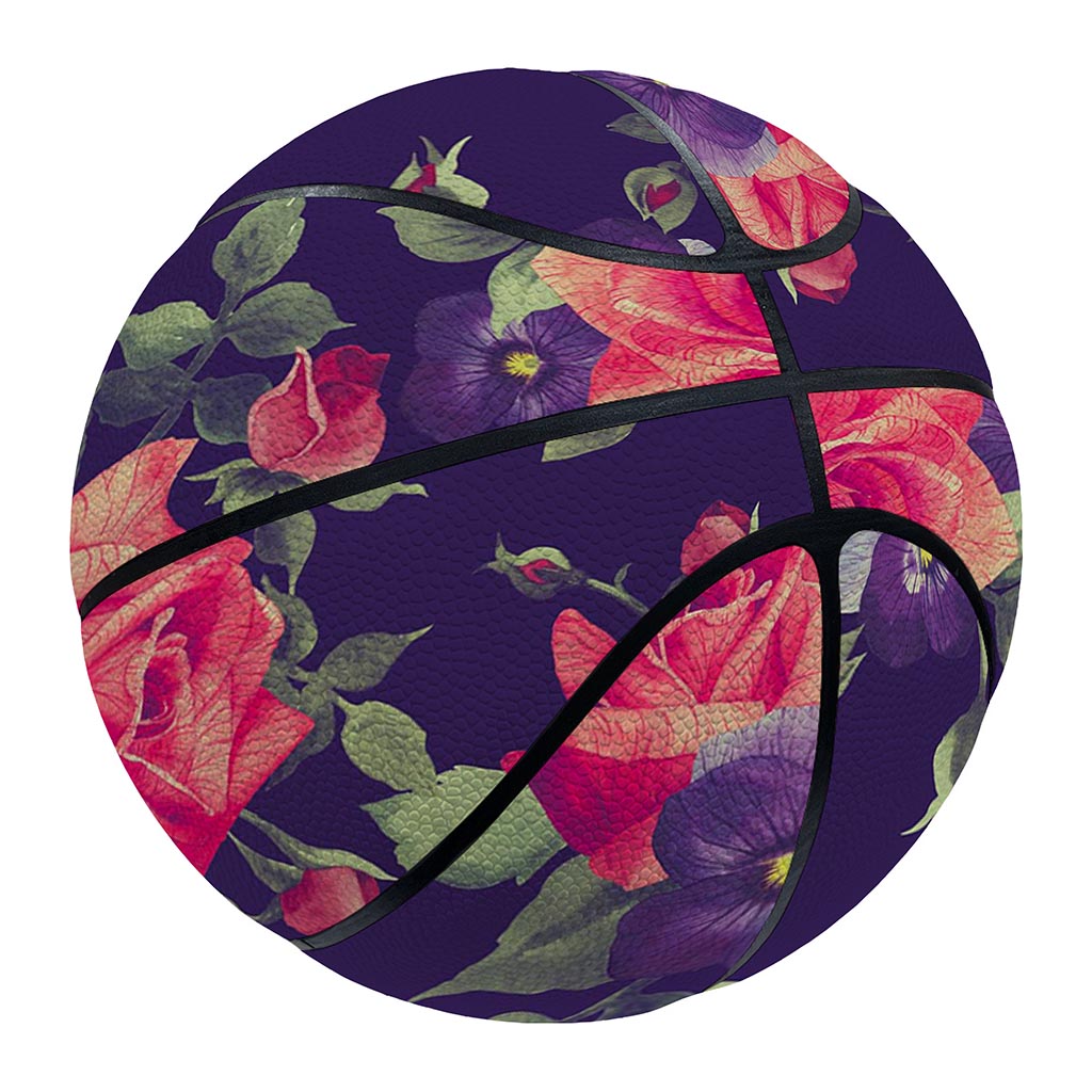 Rose Pansy Floral Flower Pattern Print Basketball
