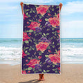 Rose Pansy Floral Flower Pattern Print Beach Towel