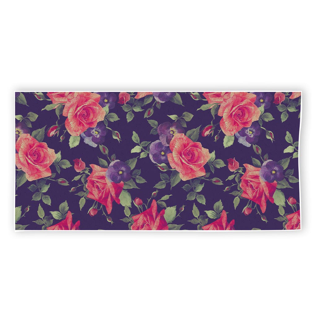Rose Pansy Floral Flower Pattern Print Beach Towel