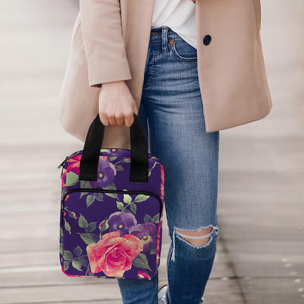 Rose Pansy Floral Flower Pattern Print Bible Tote Bag