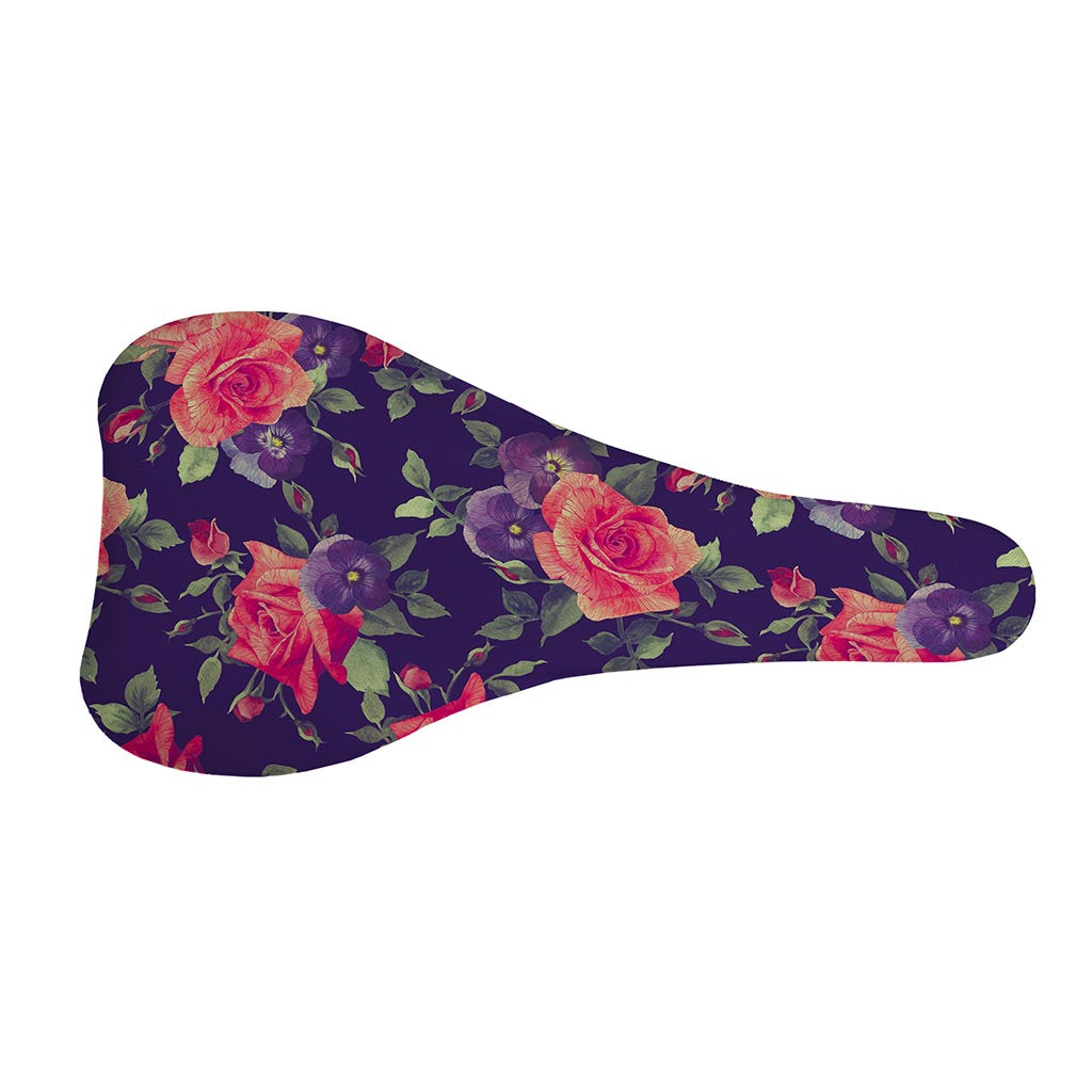 Rose Pansy Floral Flower Pattern Print Bicycle Seat Cover
