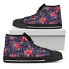 Rose Pansy Floral Flower Pattern Print Black High Top Sneakers