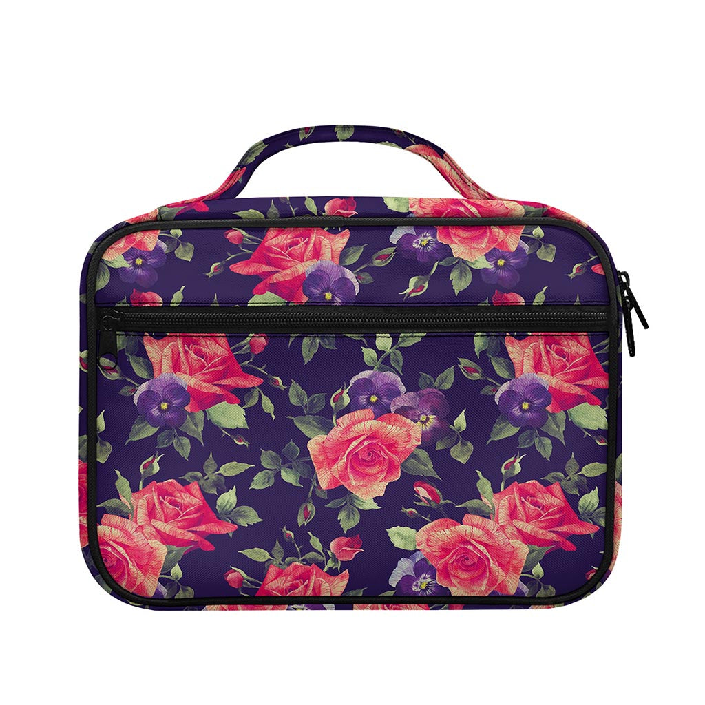 Rose Pansy Floral Flower Pattern Print Briefcase Bible Bag
