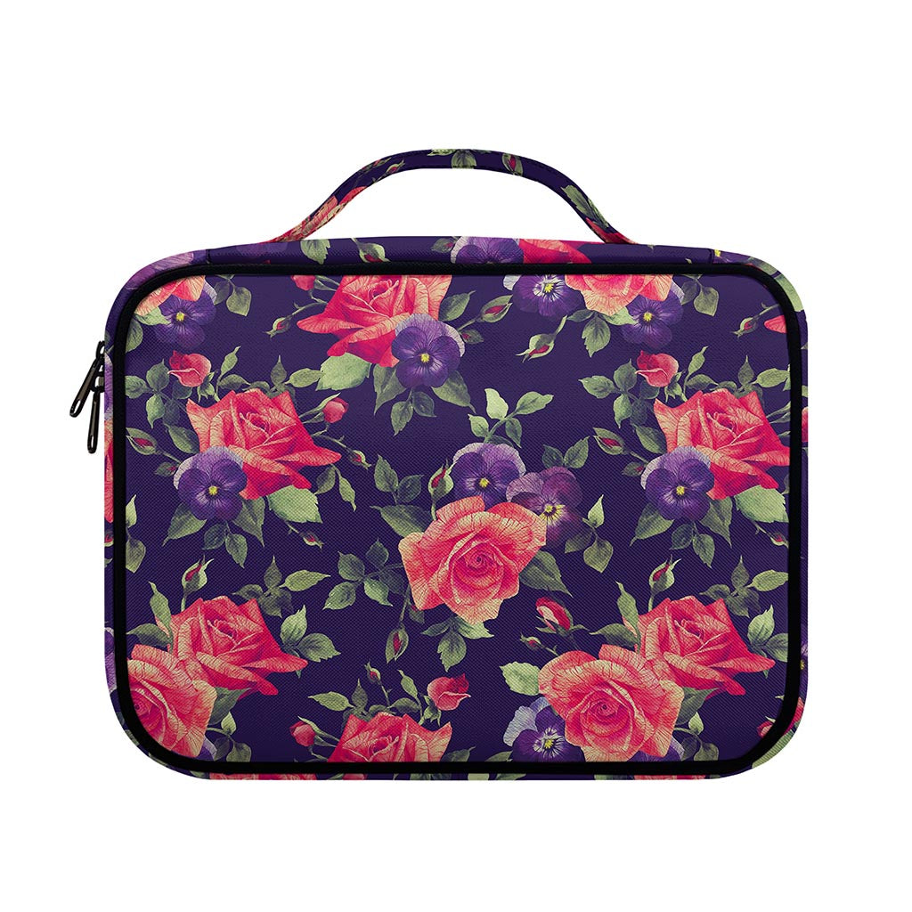 Rose Pansy Floral Flower Pattern Print Briefcase Bible Bag
