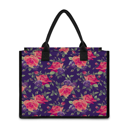 Rose Pansy Floral Flower Pattern Print Canvas Tote Bag