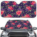 Rose Pansy Floral Flower Pattern Print Car Windshield Sun Shade