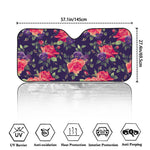 Rose Pansy Floral Flower Pattern Print Car Windshield Sun Shade