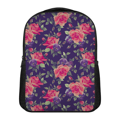 Rose Pansy Floral Flower Pattern Print Casual Backpack