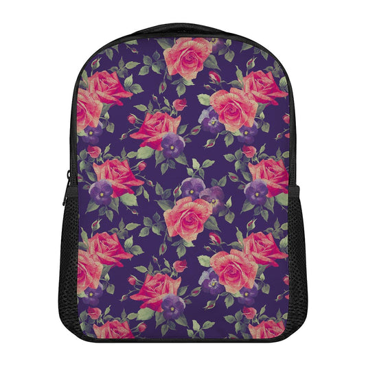 Rose Pansy Floral Flower Pattern Print Casual Backpack