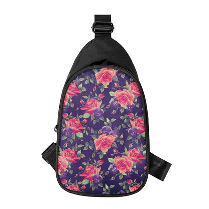Rose Pansy Floral Flower Pattern Print Chest Bag