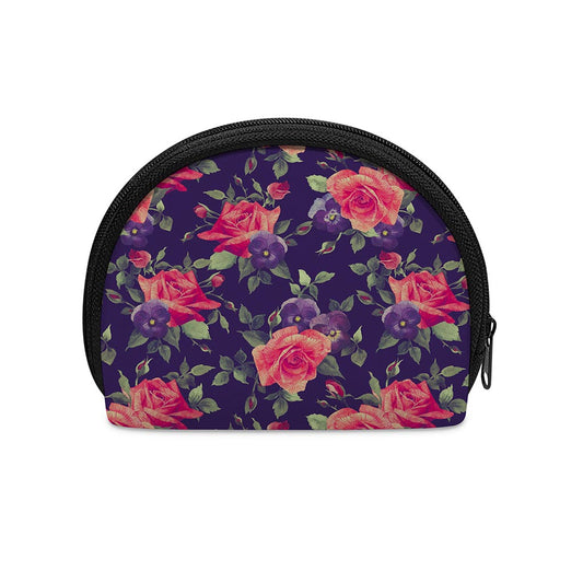 Rose Pansy Floral Flower Pattern Print Coin Purse