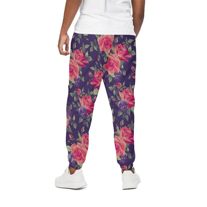 Rose Pansy Floral Flower Pattern Print Cotton Pants