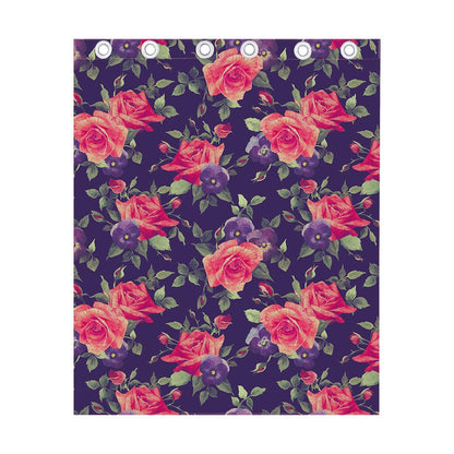 Rose Pansy Floral Flower Pattern Print Curtain