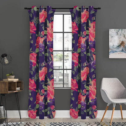 Rose Pansy Floral Flower Pattern Print Curtain