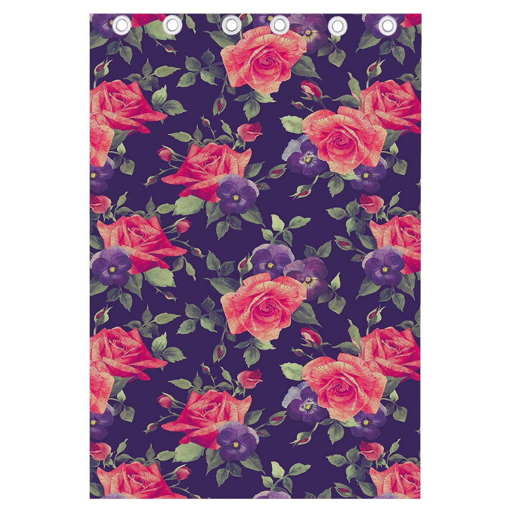Rose Pansy Floral Flower Pattern Print Curtain