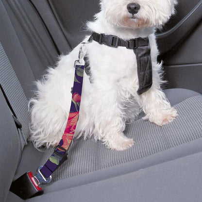 Rose Pansy Floral Flower Pattern Print Dog Seat Belt