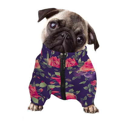 Rose Pansy Floral Flower Pattern Print Dog Zip Up Jacket