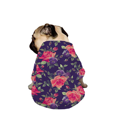 Rose Pansy Floral Flower Pattern Print Dog Zip Up Jacket