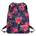 Rose Pansy Floral Flower Pattern Print Drawstring Backpack