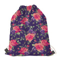Rose Pansy Floral Flower Pattern Print Drawstring Bag