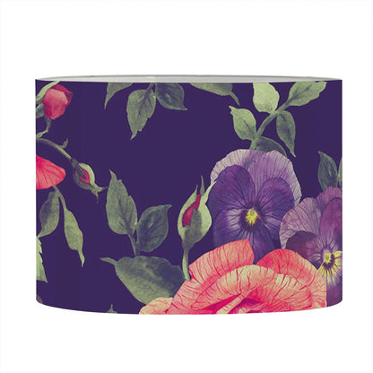 Rose Pansy Floral Flower Pattern Print Drum Lamp Shade