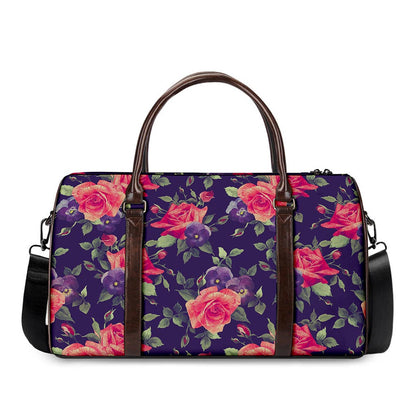 Rose Pansy Floral Flower Pattern Print Duffle Bag