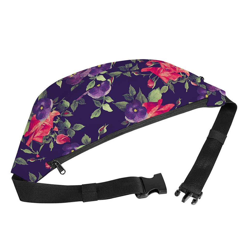 Rose Pansy Floral Flower Pattern Print Fanny Pack