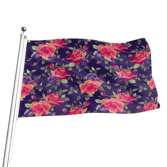 Rose Pansy Floral Flower Pattern Print Flag