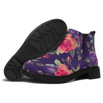 Rose Pansy Floral Flower Pattern Print Flat Ankle Boots