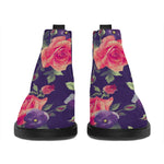 Rose Pansy Floral Flower Pattern Print Flat Ankle Boots