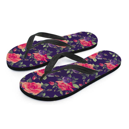 Rose Pansy Floral Flower Pattern Print Flip Flops