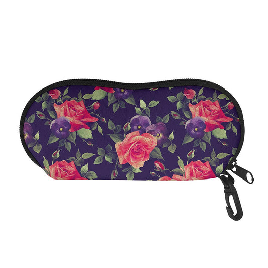 Rose Pansy Floral Flower Pattern Print Glasses Case