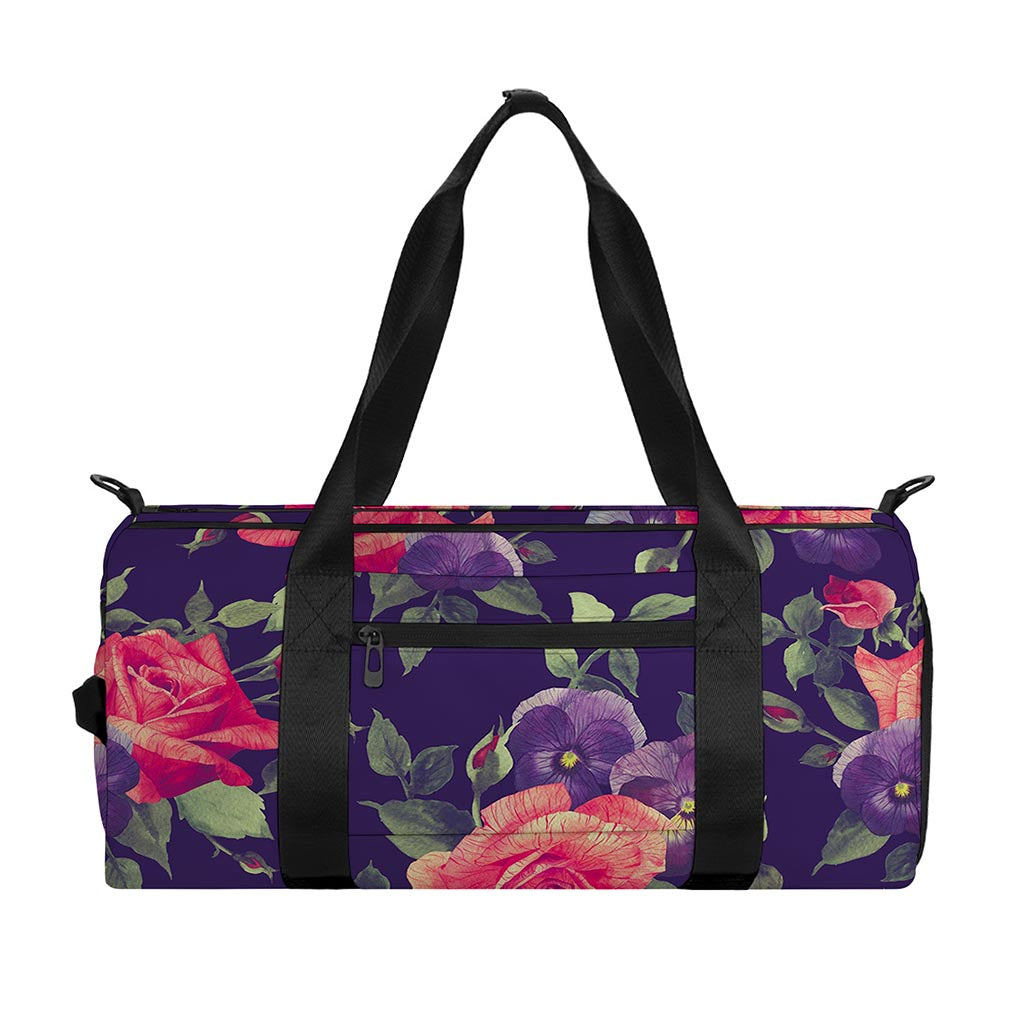 Rose Pansy Floral Flower Pattern Print Gym Bag