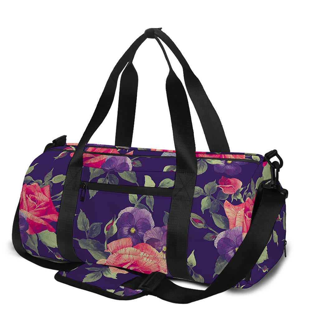 Rose Pansy Floral Flower Pattern Print Gym Bag