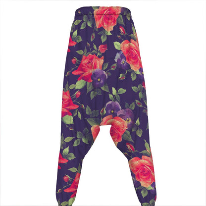 Rose Pansy Floral Flower Pattern Print Hammer Pants