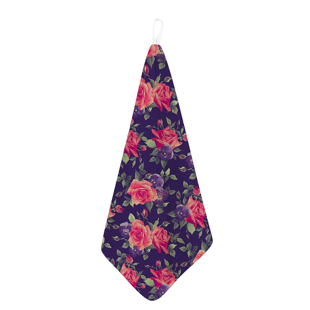 Rose Pansy Floral Flower Pattern Print Hand Towel