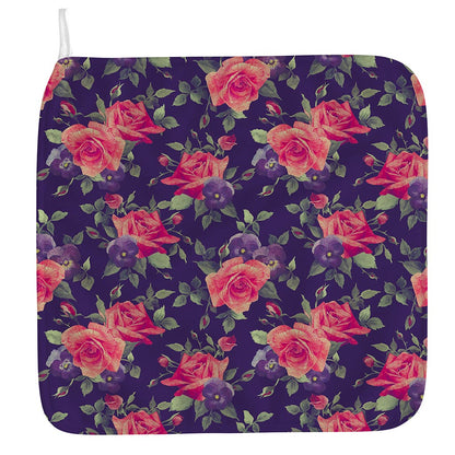 Rose Pansy Floral Flower Pattern Print Hand Towel